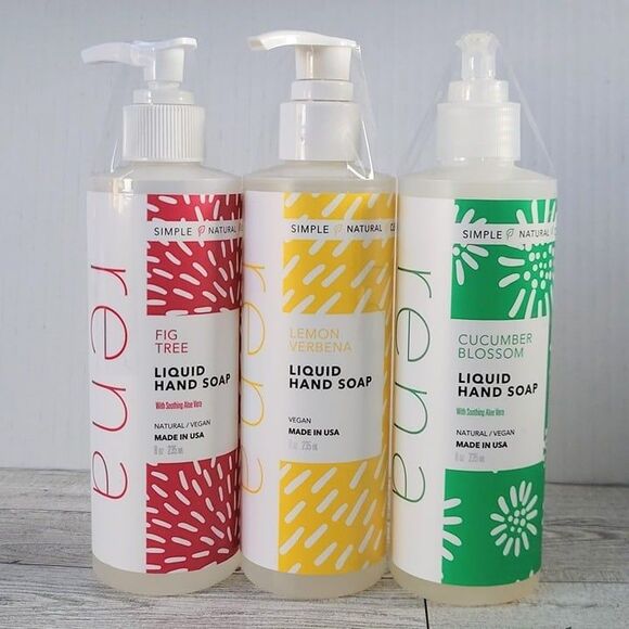 Rena Hand Soap Fig Tree Lemon Verbena Cucumber Blossom Liquid 3 Piece Bundle HTF - Picture 1 of 5